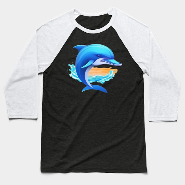 I Love Dolphins Baseball T-Shirt by Art ucef